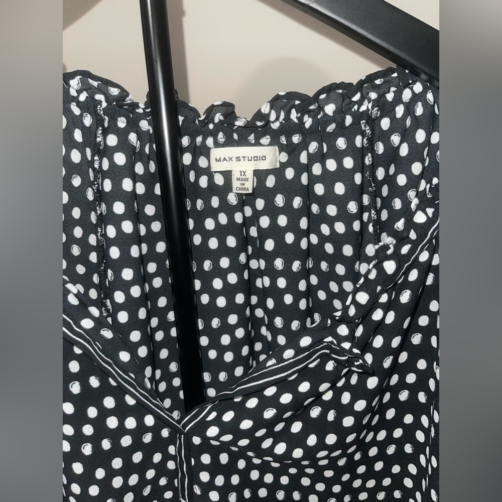 Max Studio Black and White Polka Dot Blouse - Picture 3 of 3